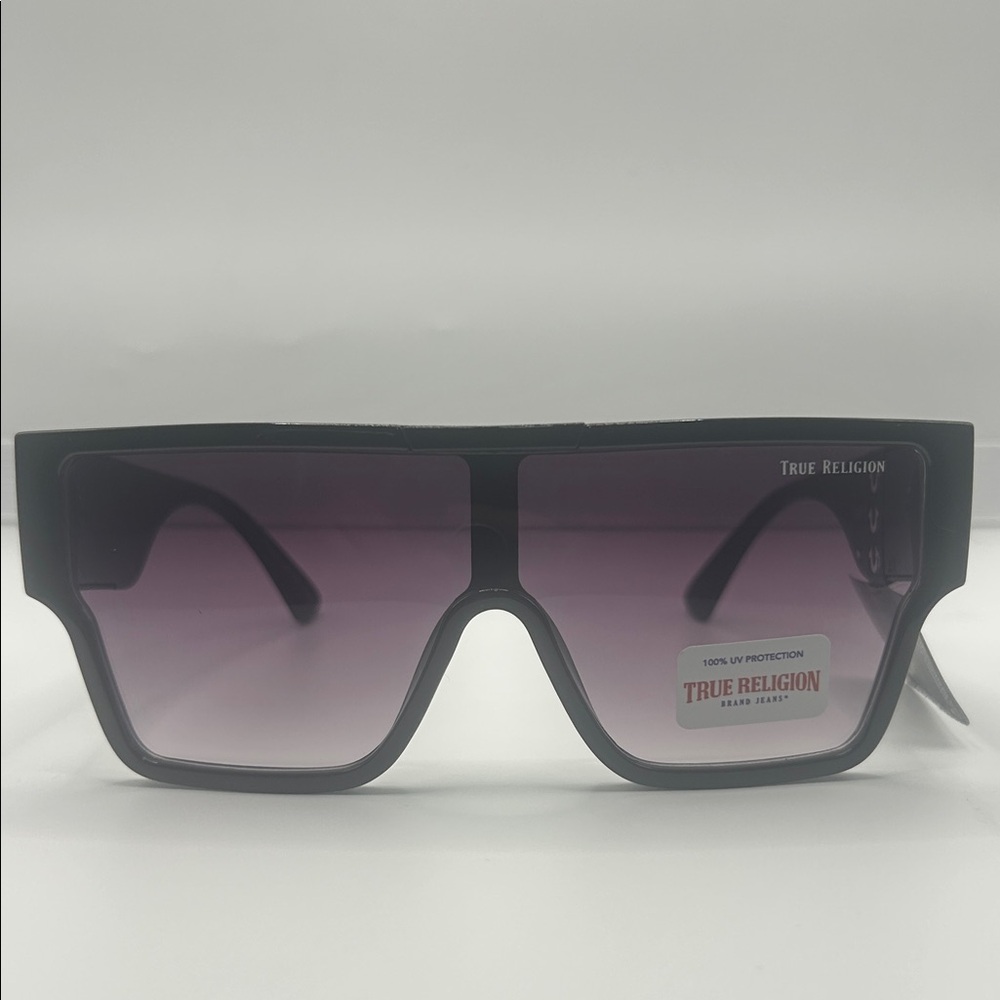 True Religion World Tour Shield Unisex Sunglasses with Purple Gradient Lenses